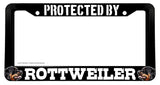 Protected By Rottweiler Funny Joke Humor Pet Dog License Plate Frame