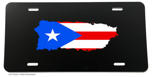 Puerto Rico Country Flag Outline of Map Love License Plate Cover