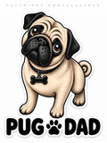 2 Pack - Pug Dad Dog Puppy Car Truck Window Vinyl Stickers - 4.5" Inches Long Each - OwnTheAvenue