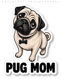 2 Pack - Pug Mom Dog Puppy Car Truck Window Vinyl Stickers - 4.5" Inches Long Each - OwnTheAvenue