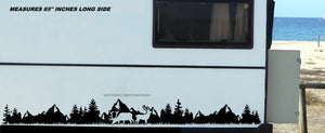 Deer Mountain Range Scene Nature Forest RV Camper Truck Decor Decal Sticker 65"