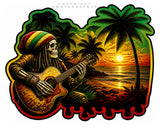 x2 Rasta Reggae Skull Skeleton Music Ocean Palm Trees Sticker Decals 4.25" - OwnTheAvenue