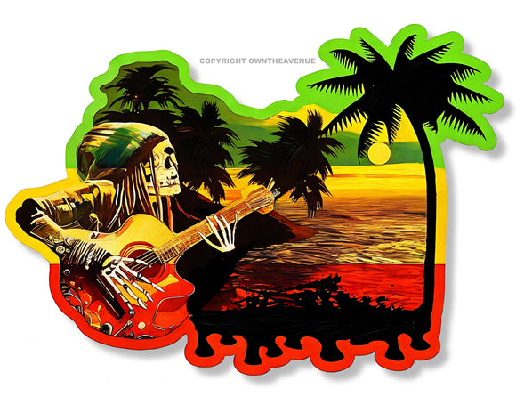 Rasta Reggae Skull Skeleton Music Ocean Palm Trees Vinyl Sticker Decal 4