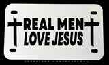 Real Men Love Jesus Humor Christian Motorcycle Metal License Plate