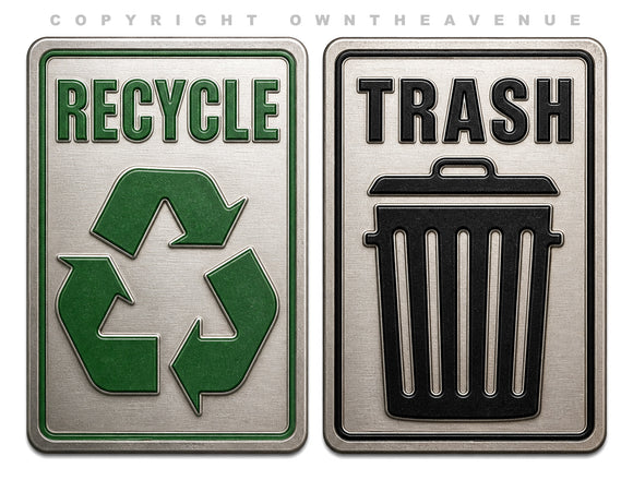 2 Pack - Recycle & Trash Labels Vinyl Sticker Decals - 4.5