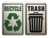 2 Pack - Recycle & Trash Labels Vinyl Sticker Decals - 4.5" Inches Long Side Each - OwnTheAvenue