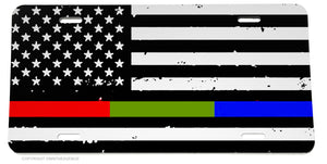 Red Green Blue American Flag Support Fire Police Military License Plate Cover - OwnTheAvenue