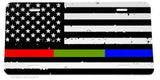 Red Green Blue American Flag Support Fire Police Military License Plate Cover - OwnTheAvenue