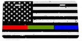 Red Green Blue American Flag Support Fire Police Military License Plate Cover