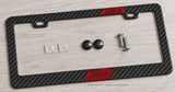 Red Topographic Topography Sport Stripe Carbon Fiber License Plate Frame