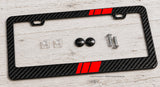 Red Sport Stripe Racing Style Carbon Fiber License Plate Frame