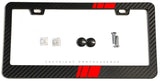 Red Sport Stripe Racing Style Carbon Fiber License Plate Frame
