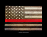 x2 USA American Flags Red Colored Line Support Firefighters Grunge Style 8.1"