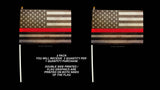 x2 USA American Flags Red Colored Line Support Firefighters Grunge Style 8.1"