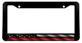 Support Firefighters USA American Flag Red Color Line License Plate Frame - OwnTheAvenue