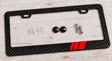 Red Sport Stripe Model V001 Carbon Fiber License Plate Frame - OwnTheAvenue
