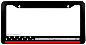 Support Firefighters USA American Flag Red Color Line Car Truck License Plate Frame - OwnTheAvenue