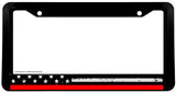 Support Firefighters USA American Flag Red Color Line Car Truck License Plate Frame - OwnTheAvenue