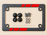 Red Sport Racing Stripe Carbon Fiber Motorcycle License Plate Frame - OwnTheAvenue