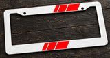 Red Sport Racing Stripe JDM Racing Model V01 White License Plate Frame