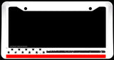Support Fire Fighters Grunge Style USA American Flag White License Plate Frame - OwnTheAvenue