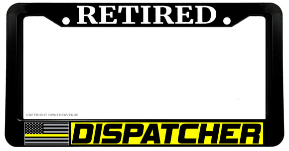 Retired Support Dispatchers Yellow Colored Line Flag V01 License Plate Frame - OwnTheAvenue
