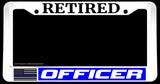 Retired Support Police Blue Colored Line Flag White License Plate Frame - OwnTheAvenue