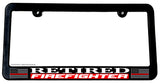Retired Support Firefighters Red Colored Line Flag License Plate Frame - OwnTheAvenue