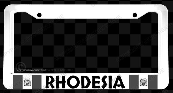 Rhodesia Rhodesian World Country Flag Subdued White License Plate Frame