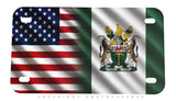 USA American Rhodesia Flag Wavey Style Motorcycle Metal License Plate - OwnTheAvenue
