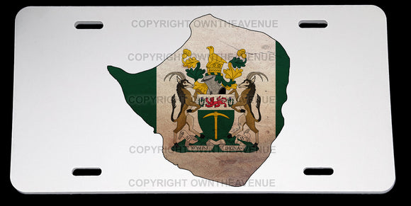 Rhodesia Rhodesian Flag Map Outline Vintage Style Auto License Plate - OwnTheAvenue