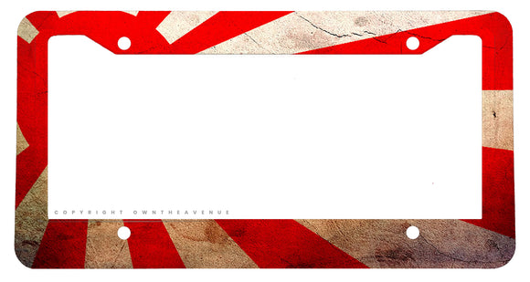 JDM Japanese Japan Rising Sun Vintage Style Metal Printed License Plate Frame