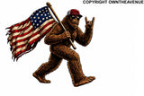 x2 Bigfoot Rock On Flag Funny Window Car Truck Vinyl Decal Sticker 3.5" Each