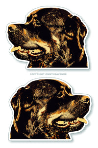 2Pcs Vintage Style Left & Right Facing Rottweiler Dog Pet Vinyl Sticker Decals 3.75" Each