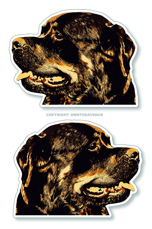 2Pcs Vintage Style Left & Right Facing Rottweiler Dog Pet Vinyl Sticker Decals 3.75