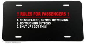 Rules For Passengers Funny Joke Gag Prank JDM Drifting License Plate Cover - OwnTheAvenue