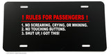 Rules For Passengers Funny Joke Gag Prank JDM Drifting License Plate Cover - OwnTheAvenue