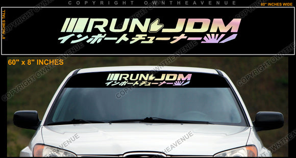 Run JDM Kanji JDM Drift Sun Visor Strip Windshield Banner Sticker Decal - OwnTheAvenue