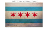 2Pcs Chicago Flag Rustic Style Laptop Bumper Vinyl Sticker Decals 4" Each