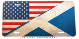 Scotland Scottish USA American Flag Rustic Style Auto Metal License Plate