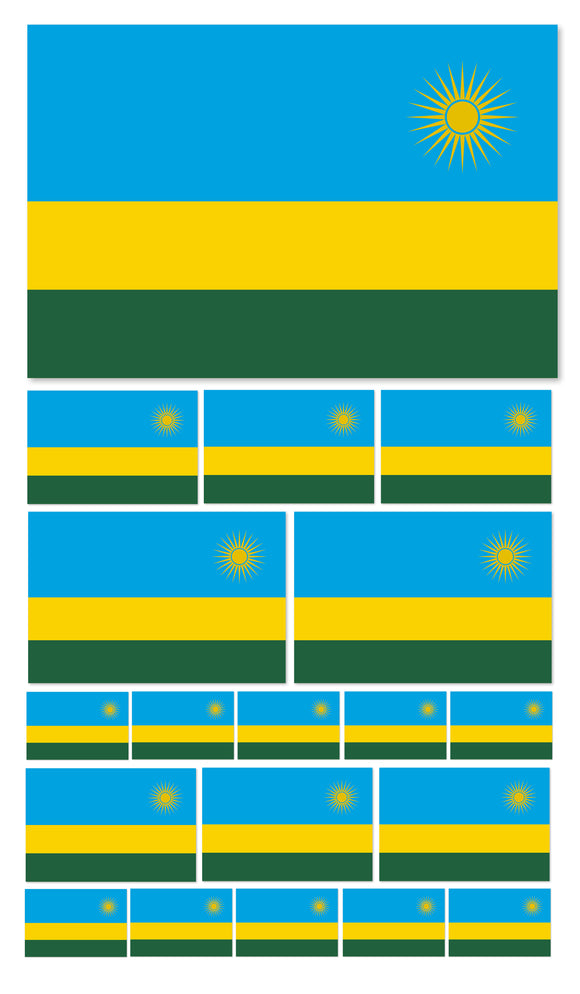 19Pcs Rwanda World Country Flag Assorted Assortment Vinyl Sticker Decals - OwnTheAvenue