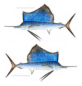 x2 Sailfish Fishing RV Boat Car Truck Camper Trailer Vinyl Sticker Decal 4" - OwnTheAvenue