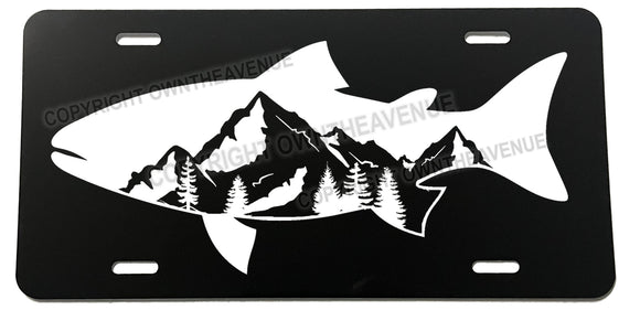 Salmon Forest Nature Hiking Mountains Fishing License Plate Cover - OwnTheAvenue