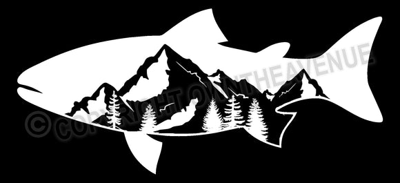 Salmon Forest Mountains Nature Hiking Car Truck Vinyl Decal Sticker 7