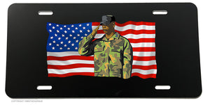 Salute American America Pro Troops Freedom USA License Plate Cover