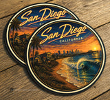 x2 San Diego California Vinyl Decal Stickers 3.5"