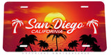 San Diego California Sunset Palm Trees V01 Auto Metal License Plate - OwnTheAvenue