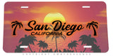 San Diego California Sunset Palm Trees Auto Metal License Plate - OwnTheAvenue