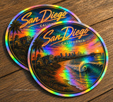 x2 San Diego California Holographic Vinyl Decal Stickers 3.5"