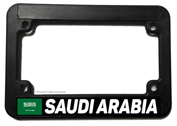 Saudi Arabia World Country Flag Motorcycle Black License Plate Frame - OwnTheAvenue